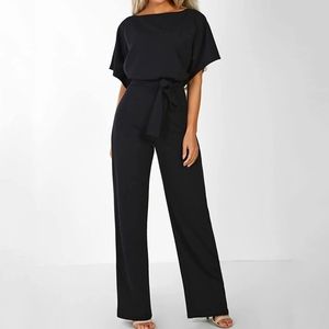 NWT ZZSRJ Fashion Summer Black Jumpsuit Women's Elegant Long Plus Size Black